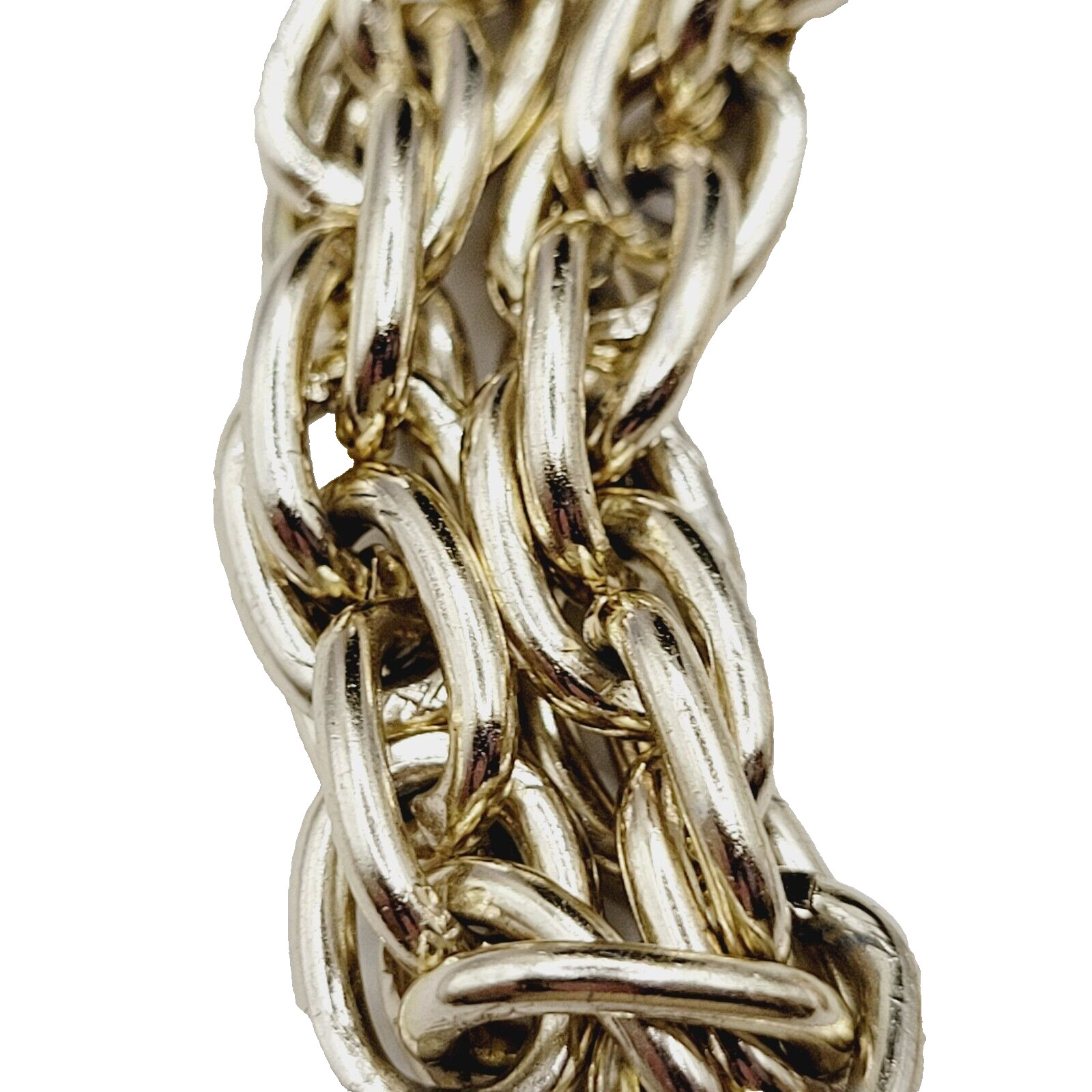Multi Link Twist Rope Style Chain Very Light Gold Tone Vintage Necklace 30 Inch