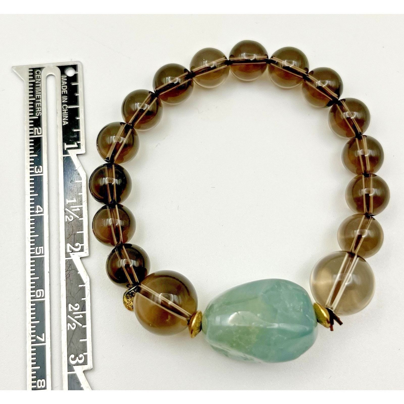 Jade & Glass Beads Bracelet – Elastic Stretch Women’s Ladies Beach Beauty