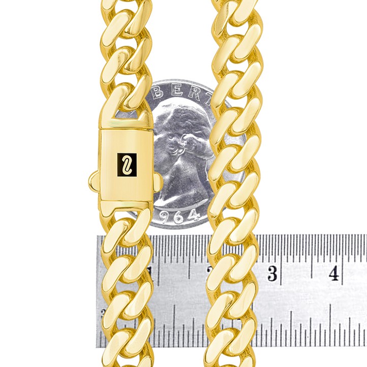 14k Yellow Gold Miami Cuban 9mm Monaco Chain Bracelet Mens Womens 7″ 7.5″ 8″ 9″