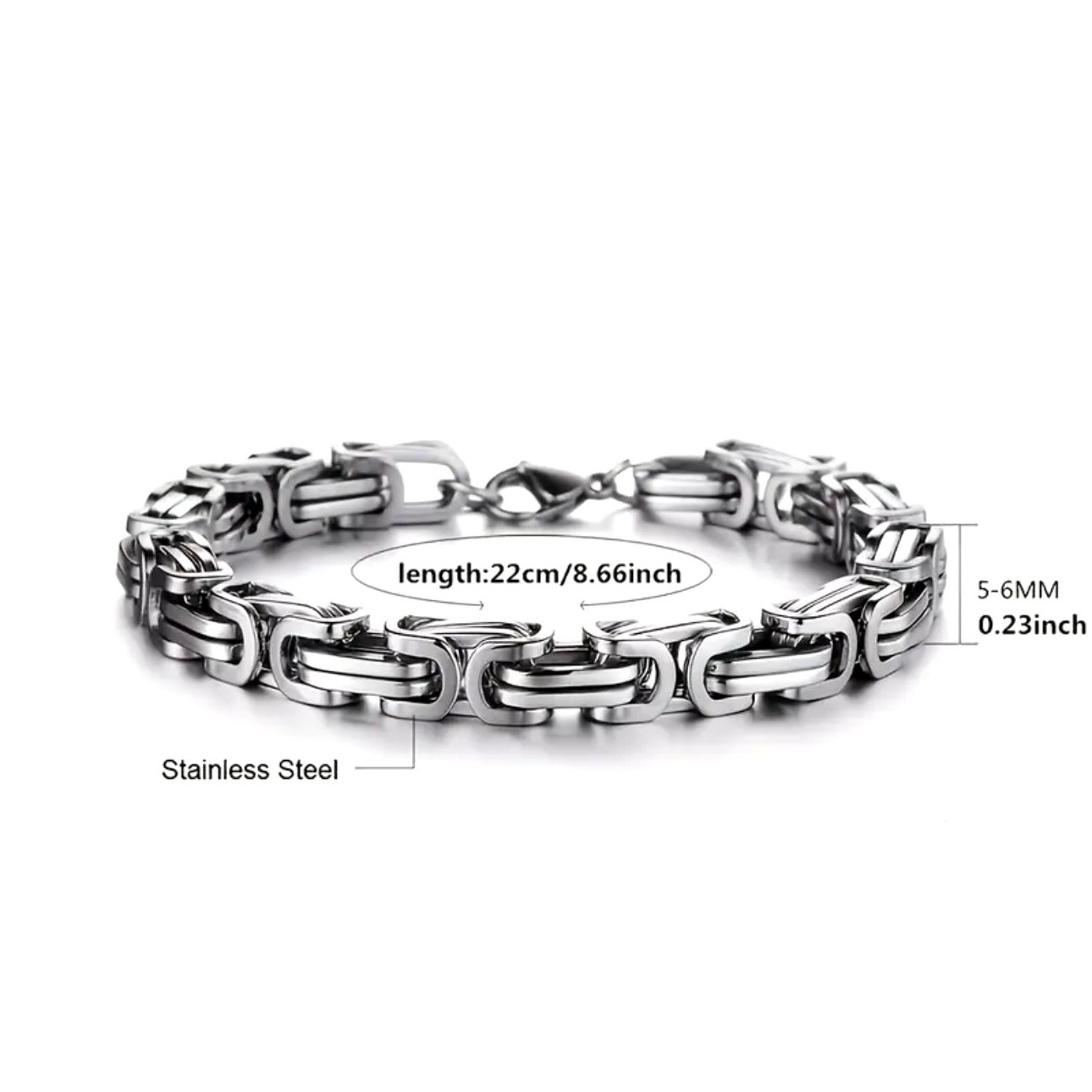 Unisex Classic Box Chain Bracelet Silver on Silver