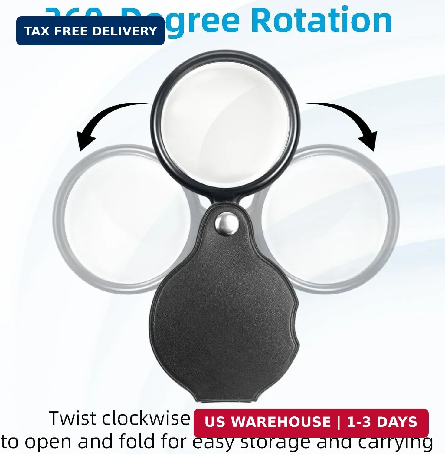 10X Small Magnifying Glass 2 PCS Mini Pocket Magnifier Folding Magnify Glass
