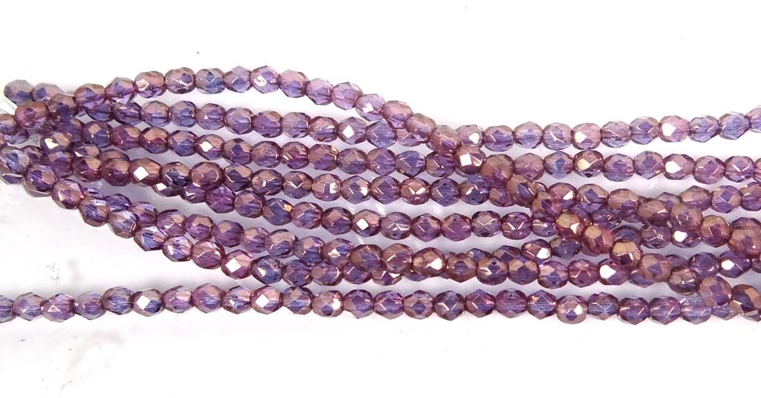 50 Firepolish Czech Glass Faceted Round Beads – Bronze Illusion 4mm