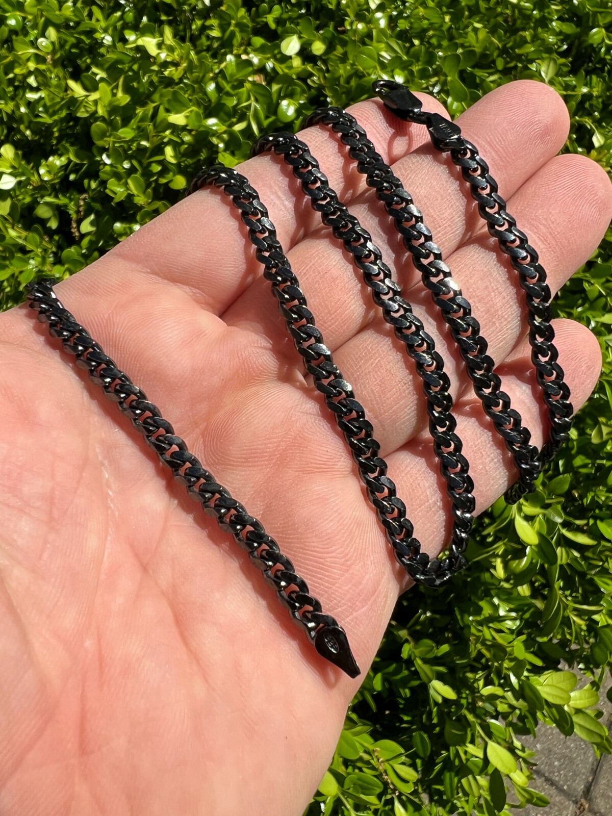 5mm Miami Cuban Link Necklace Black Oxidized Rhodium Real 925 Sterling Silver