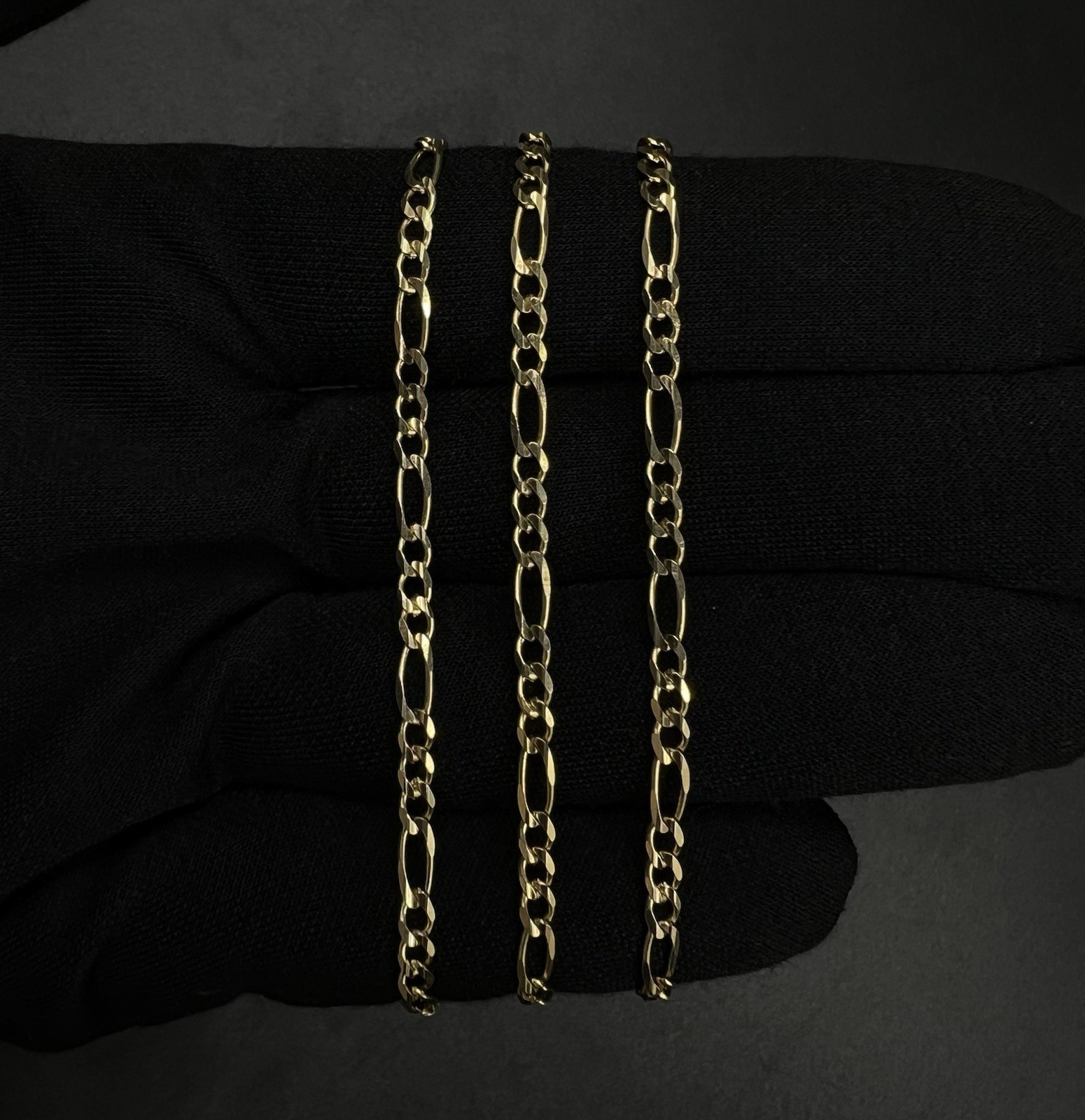 21.75” 14K Solid Yellow Gold Diamond Cut Figaro Chain | 9.04g | 3.2mm | Italy |
