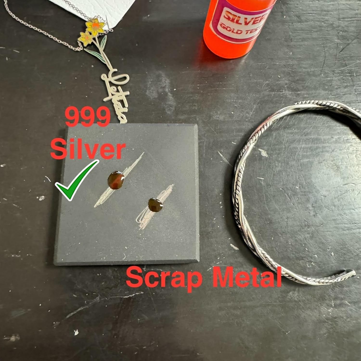 Jewelry Gold Silver Testing Kit, Gold Silver Tester Kit with Test Stone