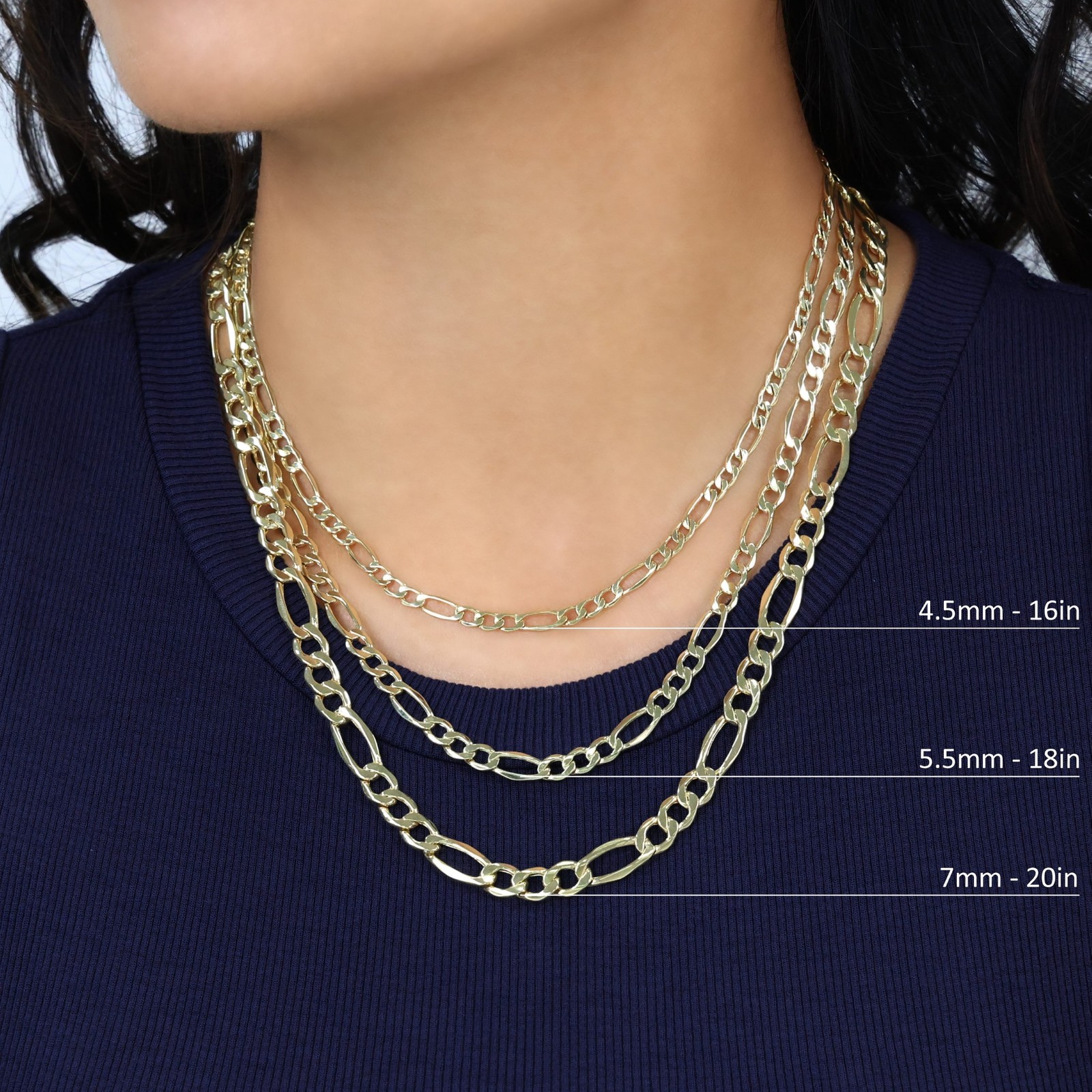 10K Yellow Gold 2mm-9mm Italian Figaro Chain Necklace Bracelet Men Women 7″- 30″