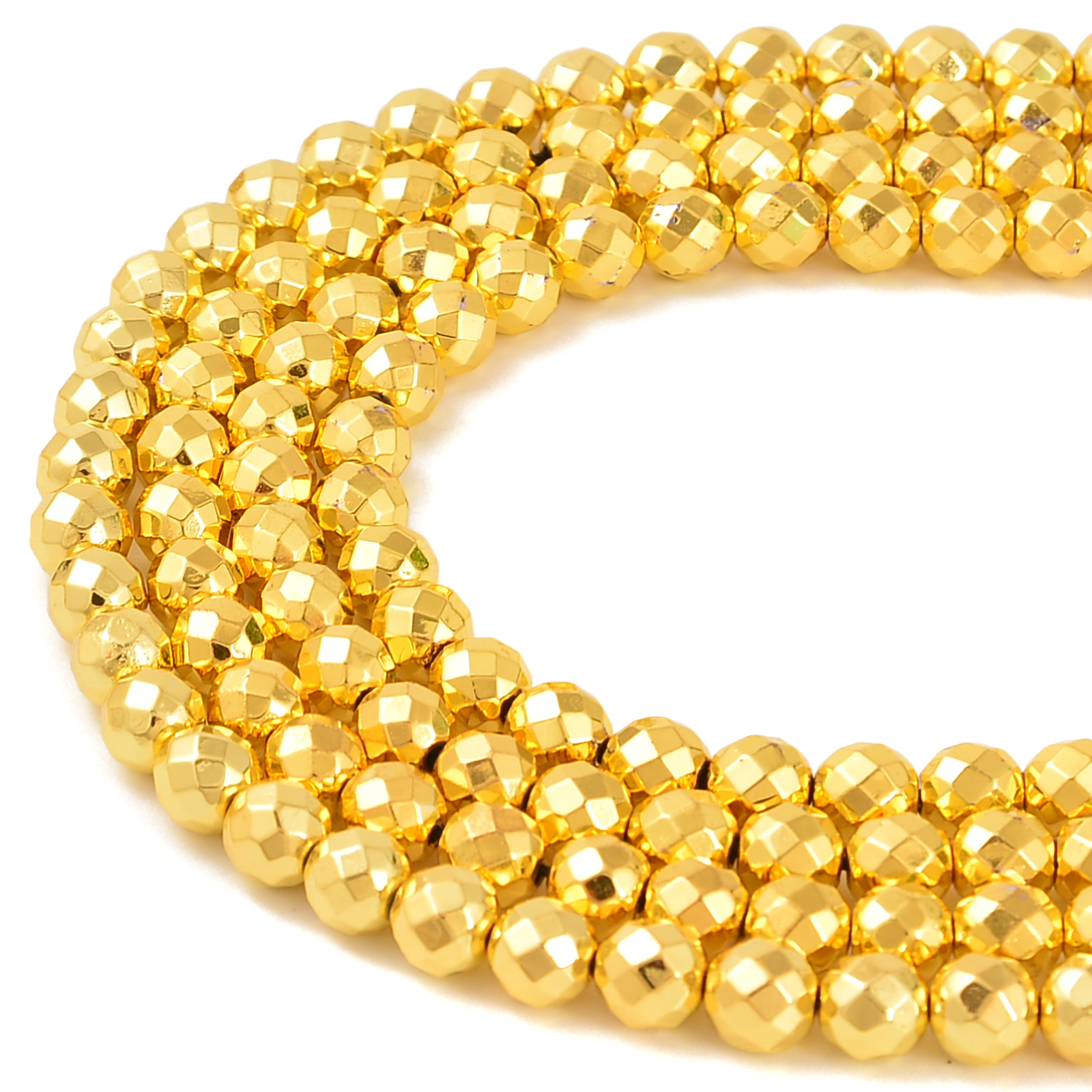 Titanium Gold Hematite Faceted Round Beads 2mm 3mm 4mm 6mm 8mm 10mm 15.5″ Strand