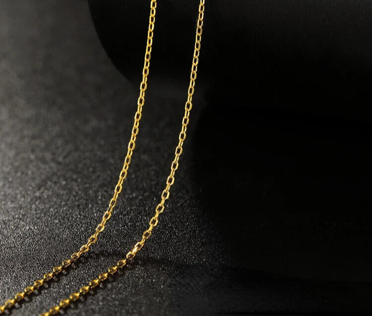 18K Yellow Gold Filled 1mm/2mm/2.4mm 16/18/20/22″ 24″ Cable Chain Necklace L146G