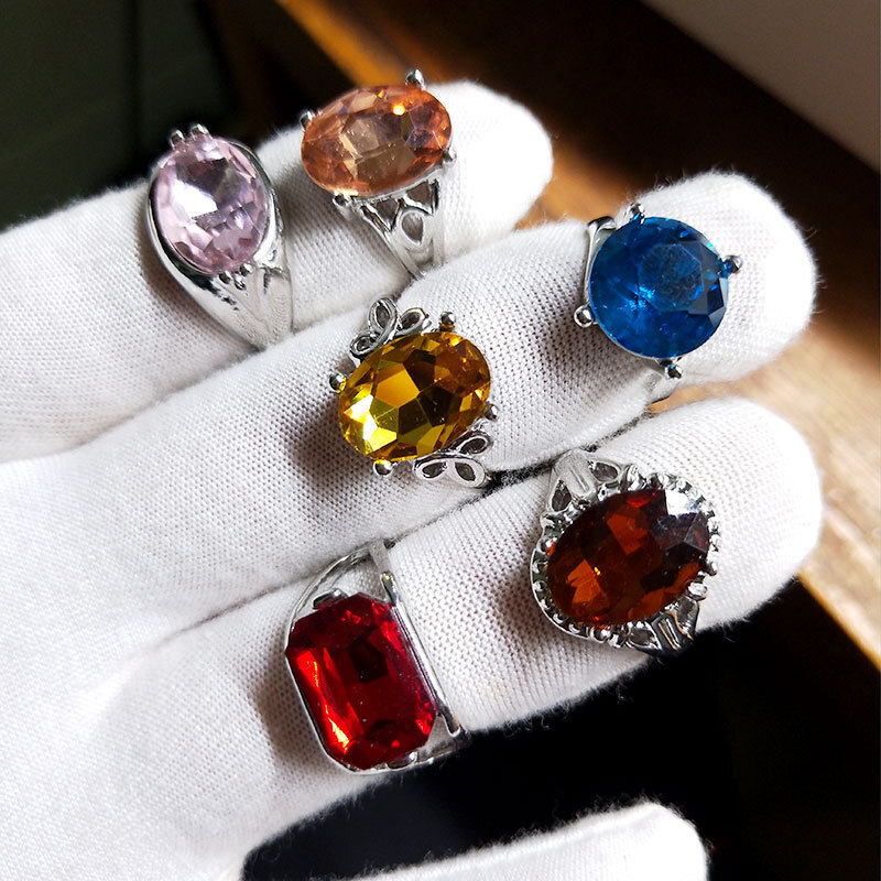 100Pcs Wholesale Colorful Crystal Mixed Rings Bulk Finger Band Ring Jewelry Lot