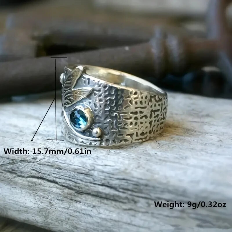 925 Sterling Silver Blue Topaz Charm Dragonfly Wedding Engagement Ring Size 7.5