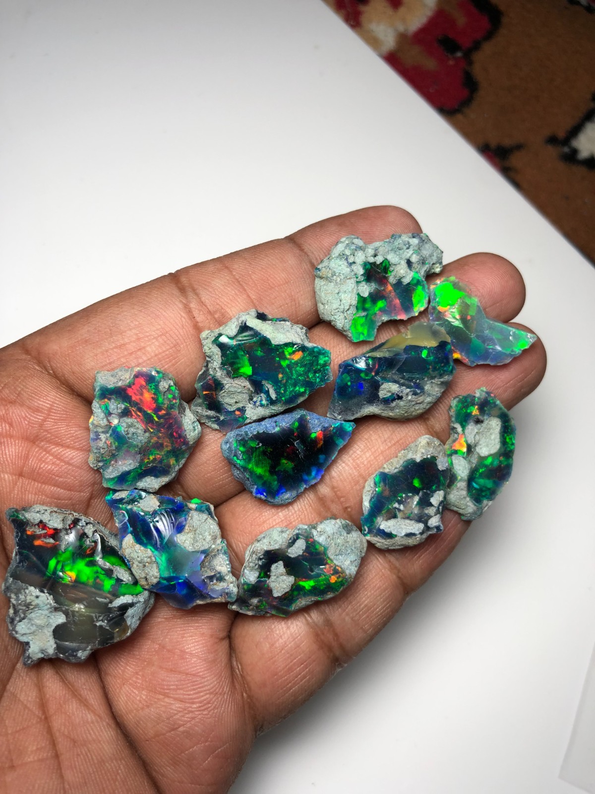 Large Premium Black Ethiopian Opal Rough Lot 10 Pc – Ready for Cutting & Jewelry