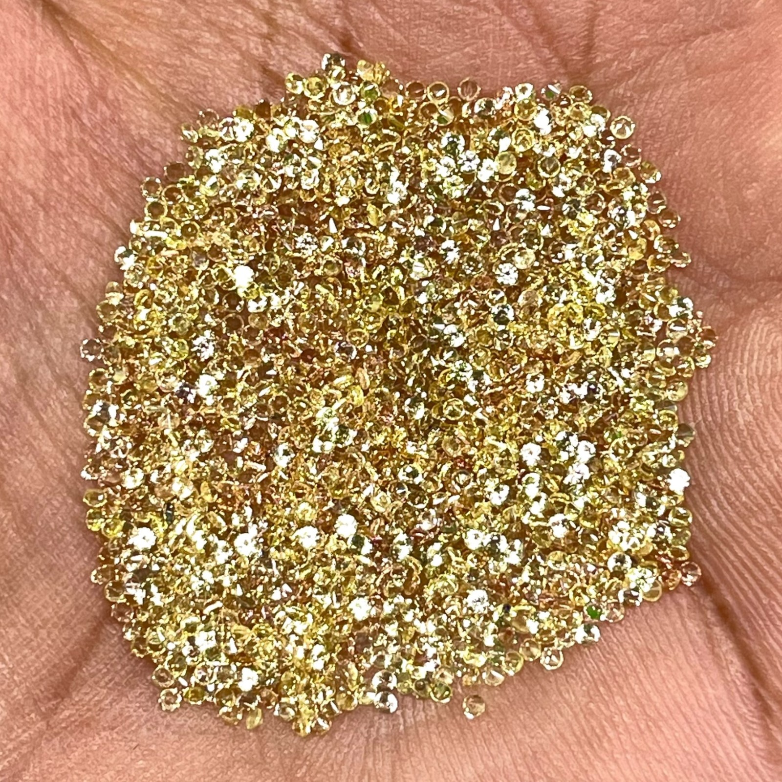 100 Pcs Natural Ceylon Yellow Sapphire 1.3mm Round Diamond Cut Loose Gemstones