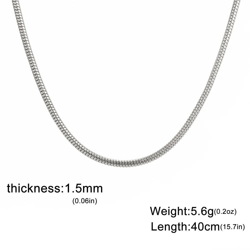 Snake Chain Necklace Stainless Steel 0.9mm 1.2mm 2mm 40-60cm Women Jewelry