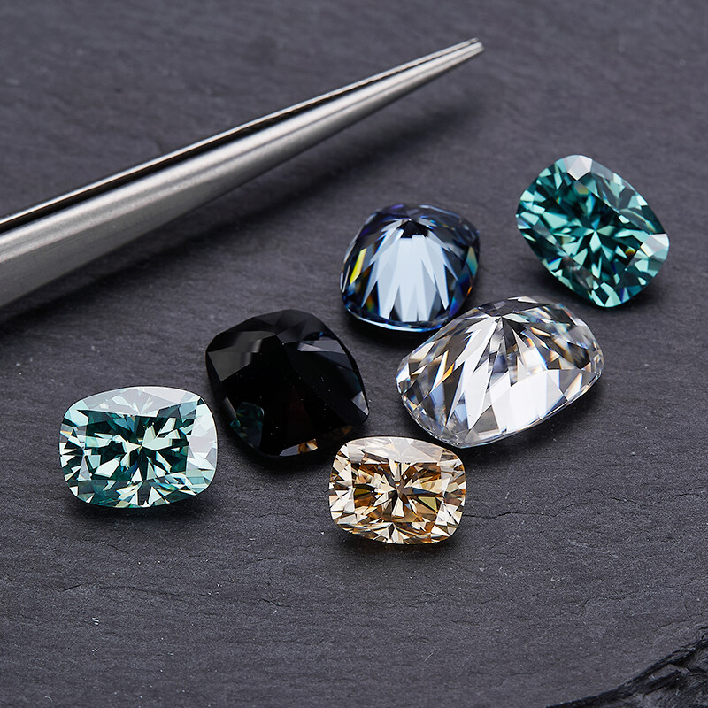 Champagne Color Moissanite Elongated Cushion Shape GRA Certified Loose Stones