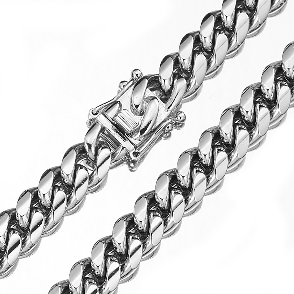 6-22mm Mens Hip Hop Stainless Steel Miami Cuban Link Chain Necklace Silver Color
