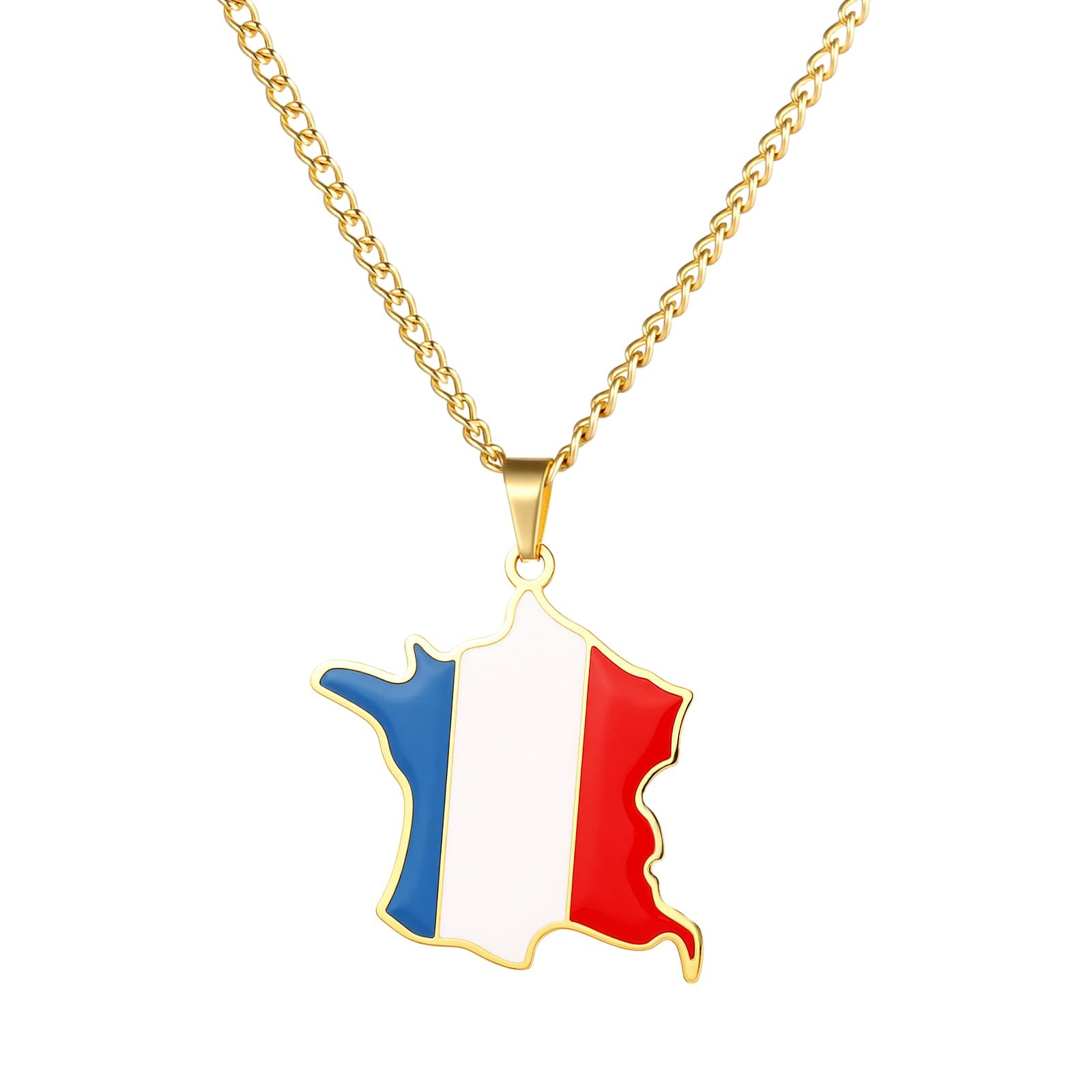 World Cup Map Flag Color Stainless Steel Pendant Necklace Fans Support Souvenir