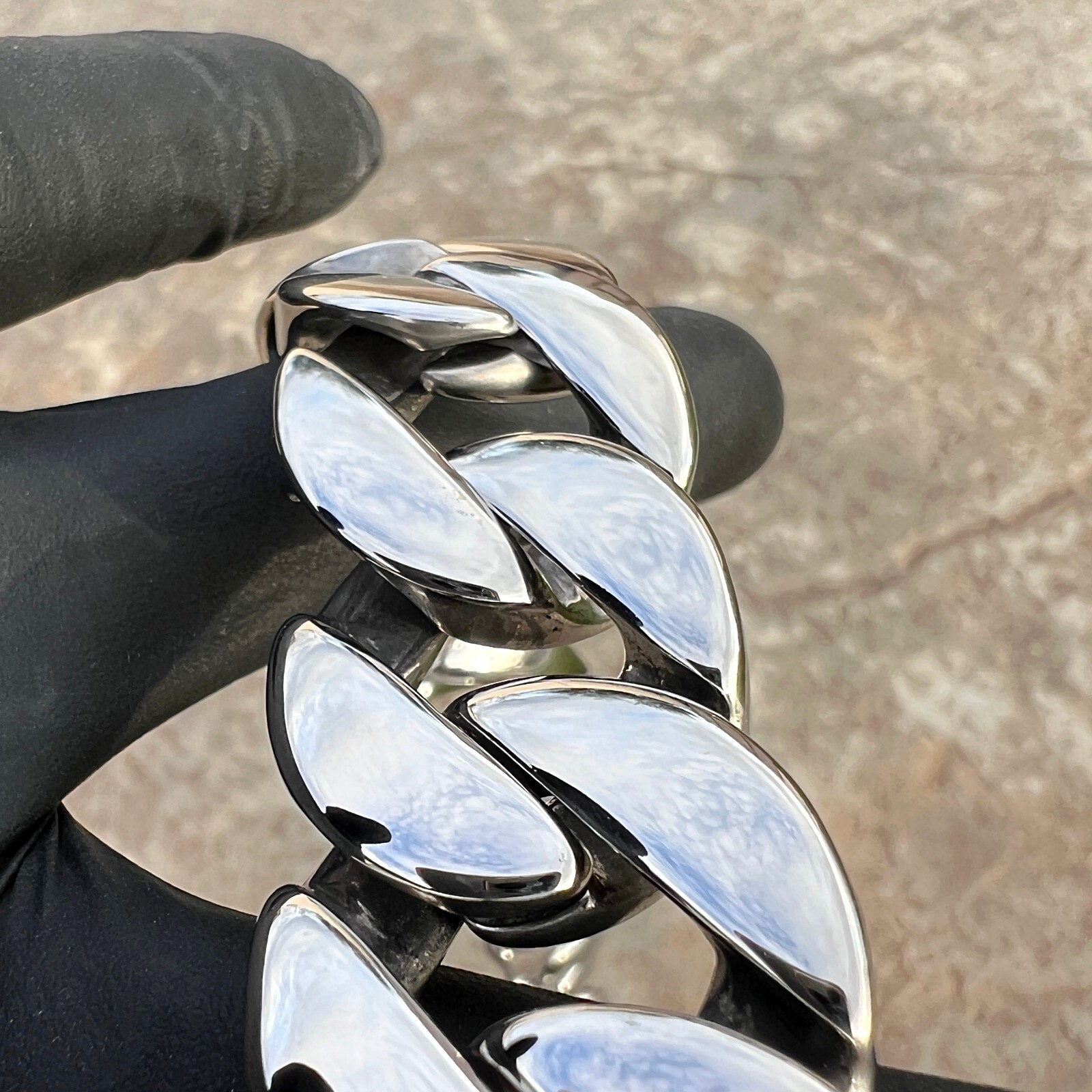 Mens Huge Cuban Link Chain 316L Stainless Steel Silver Necklace 25MM Thick 28″