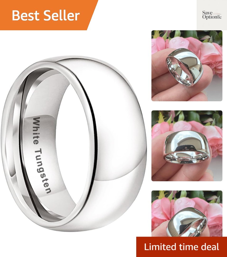 2mm 3mm 4mm 5mm 6mm 7mm 8mm 10mm White Tungsten Rings for Men Women Engagemen…