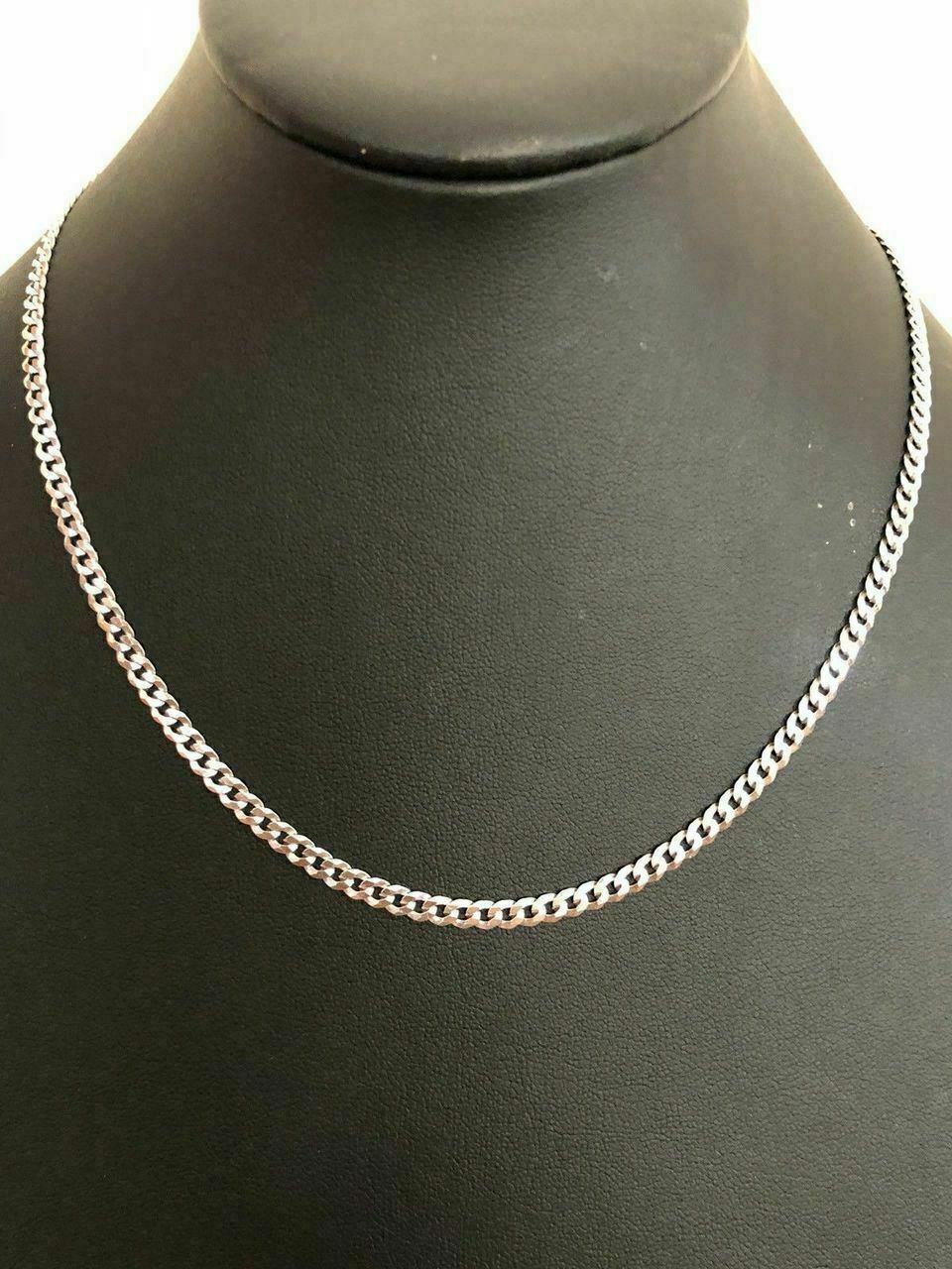Ladies 18” Solid 925 Silver 4mm Flat Cuban Chain MADE IN ITALY Amazing Quality