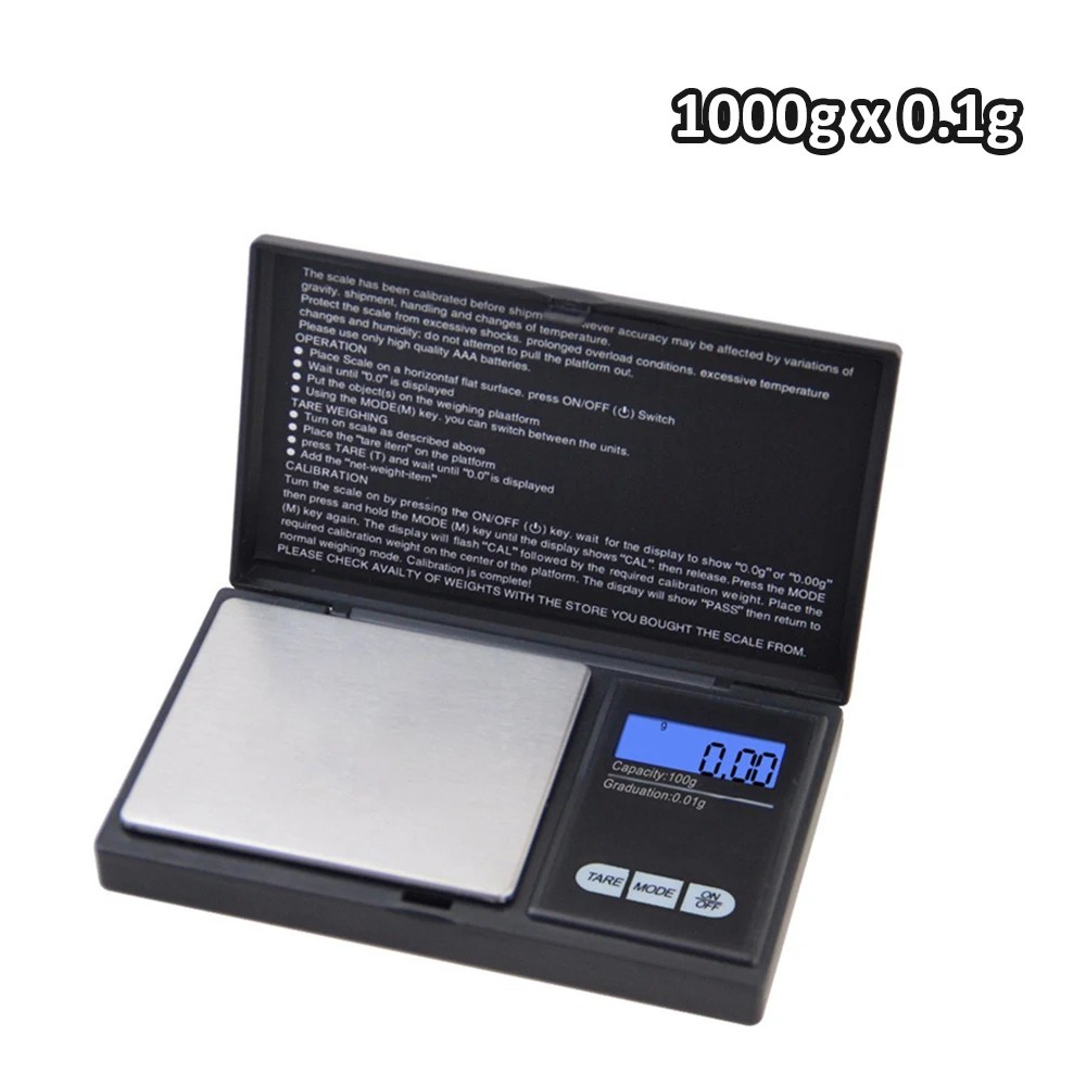 Digital Scale 1000g x 0.1g Jewelry Gram Silver Gold Coin Pocket Size Herb Grain