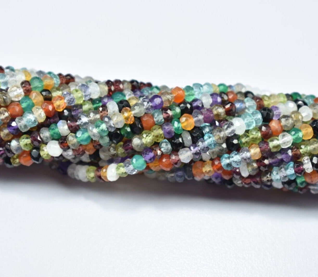 13″ 1 Strand Natural Multi Gemstone Disco Faceted Rondelle Gemstone Beads 3.5mm