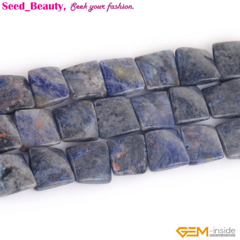 16mm Twist Square Natural Gunine Gemstone Beads For Jewelry Making 15″ 16mm DIY