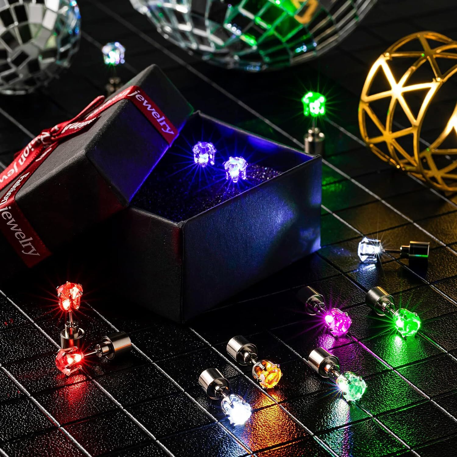 1/2/5 Pairs LED Light Up Earrings Studs Flashing for Dance Party Club Decor Gift