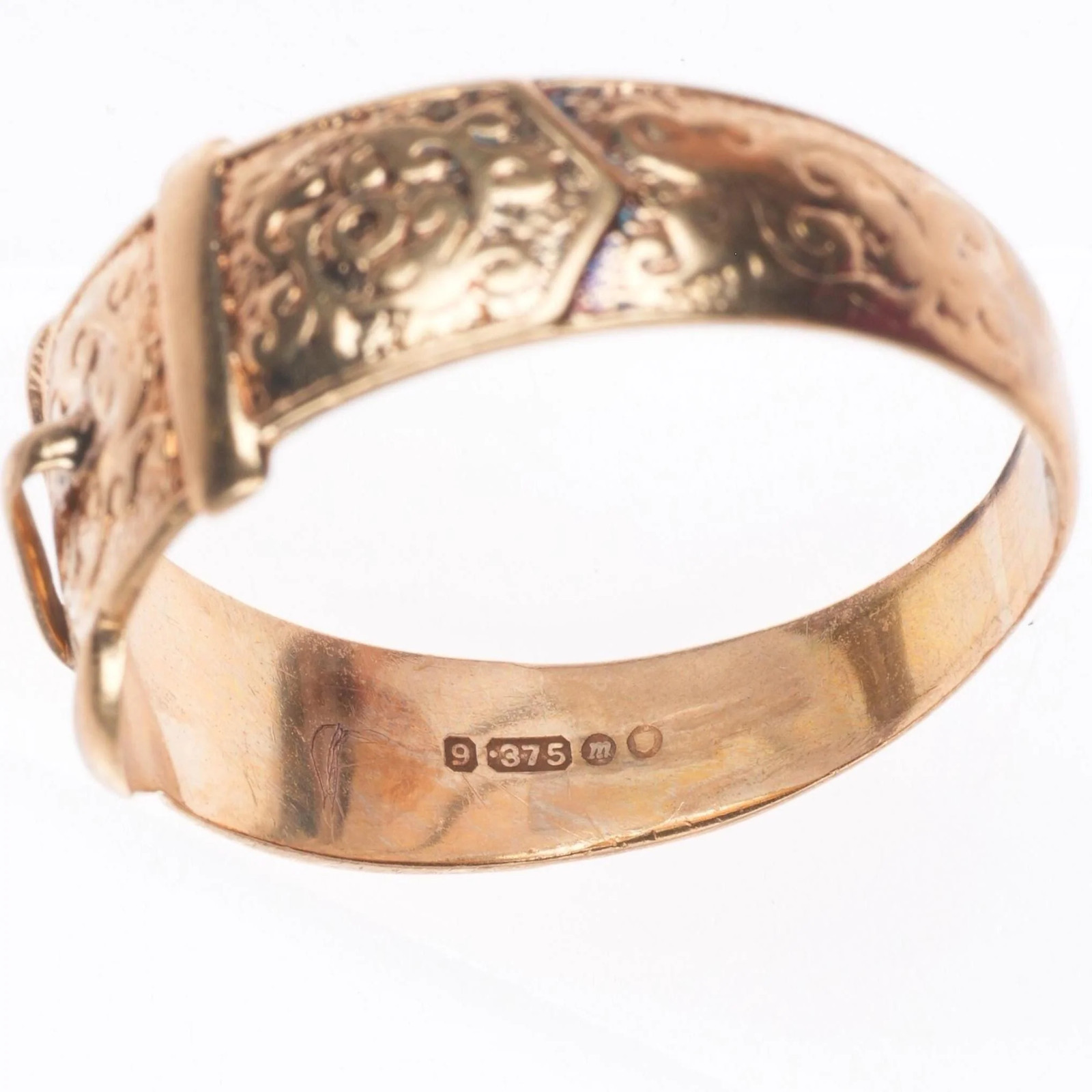 sz11 Antique 9k gold 9 carat buckle style band men’s ring