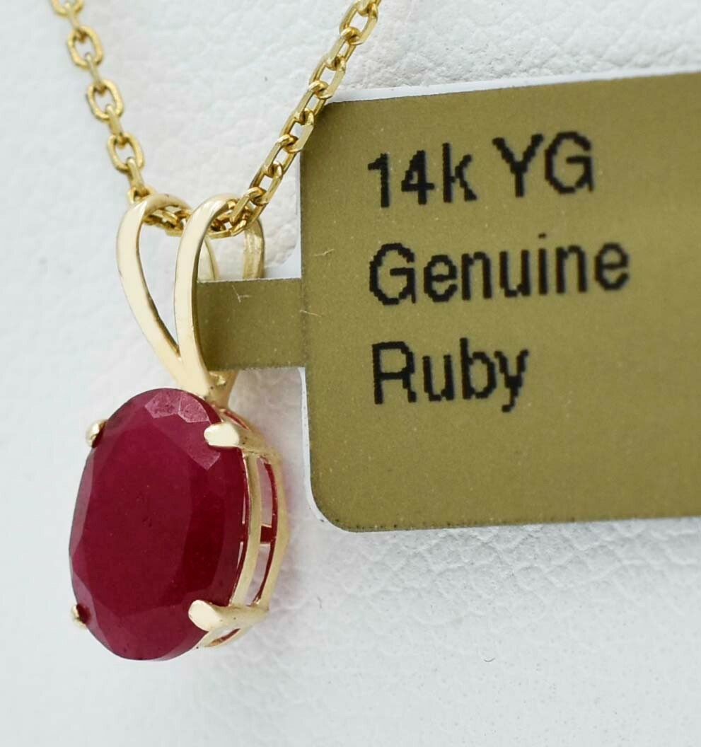 GENUINE 1.35 Cts RUBY PENDANT 14k YELLOW GOLD – Free Appraisal Service – NWT