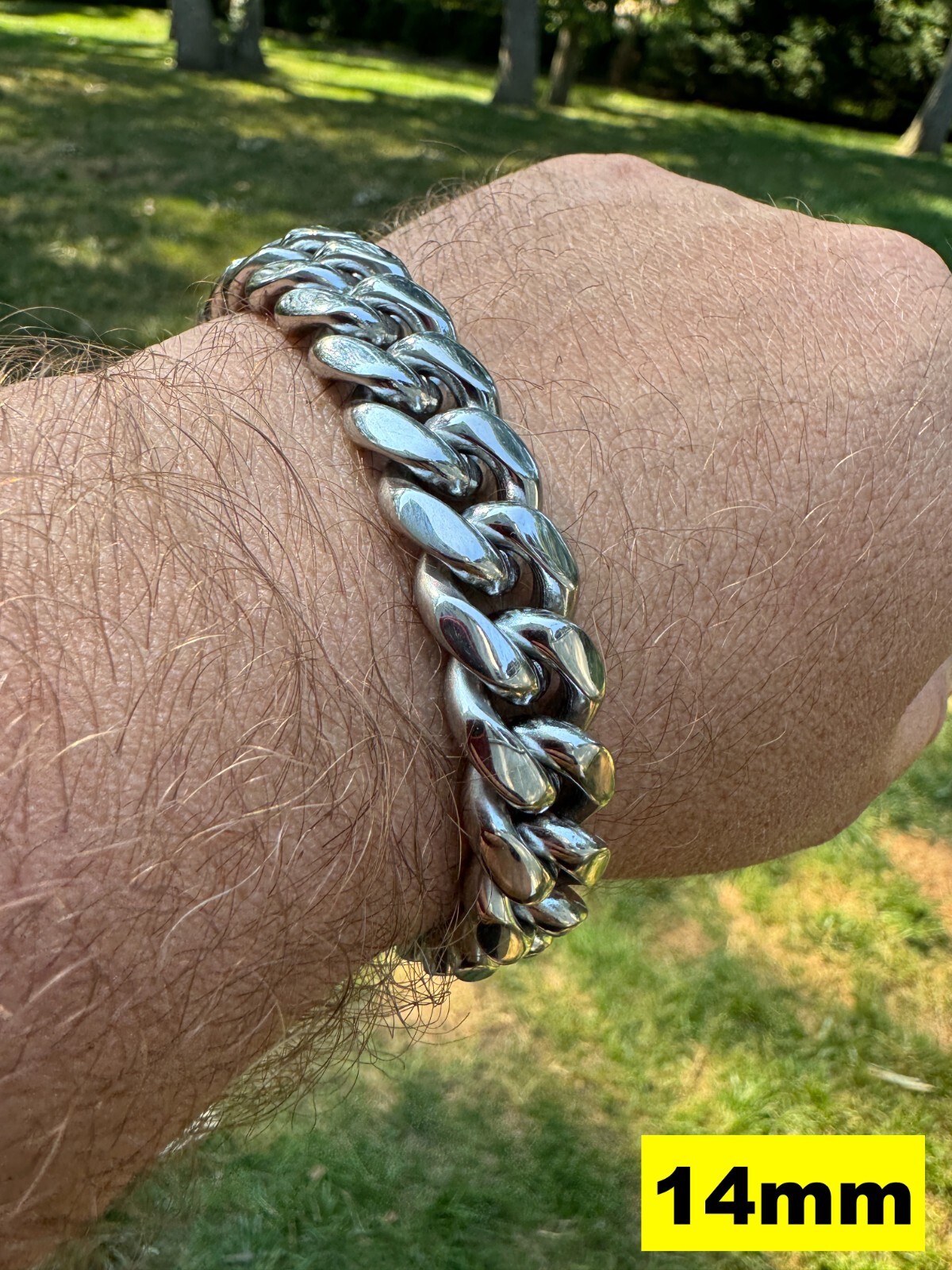 Miami Cuban Link Bracelet White Gold Plated Stainless Steel 4-18mm Mens Ladies