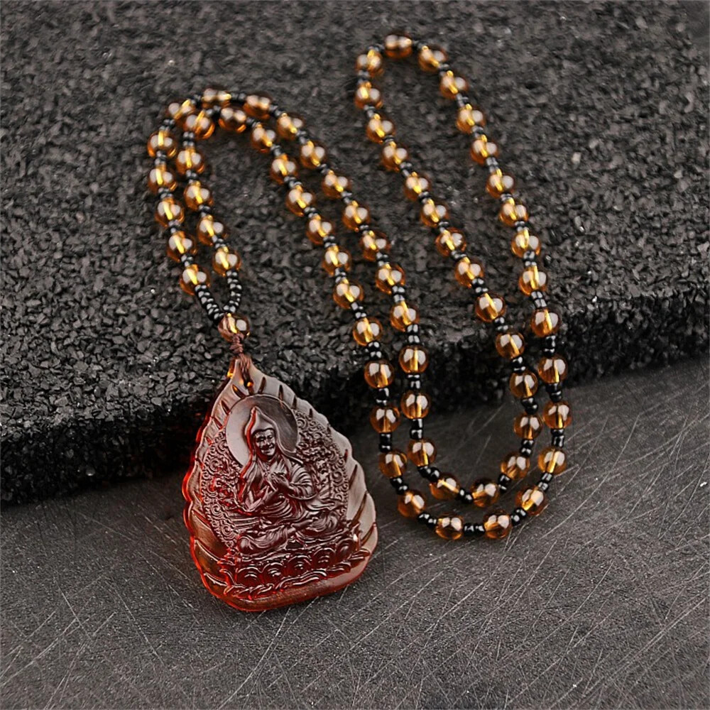 Charm Topaz Hand Carved Chinese God Lucky PendantNecklaces Jewelry Trendy Gift