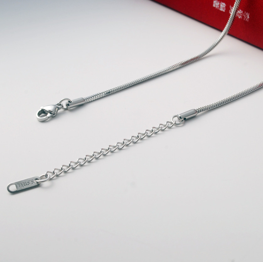 1.0/1.2mm Stainless Steel Ornament Thin Round Snake Link Chain Necklace 16+2″ AG