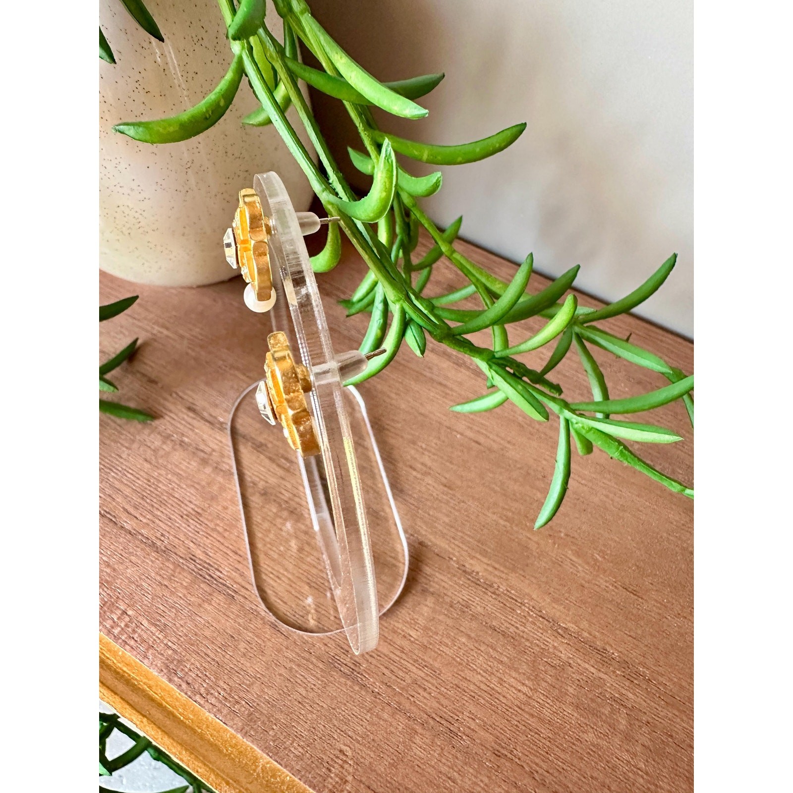 Art Deco Matte Gold Pearl Earrings | Vintage Glass Accents