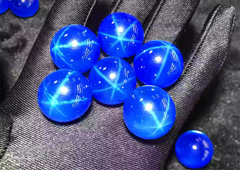 High quality Round bead Blue Star Sapphire Lab Created High hardness Loose Gems