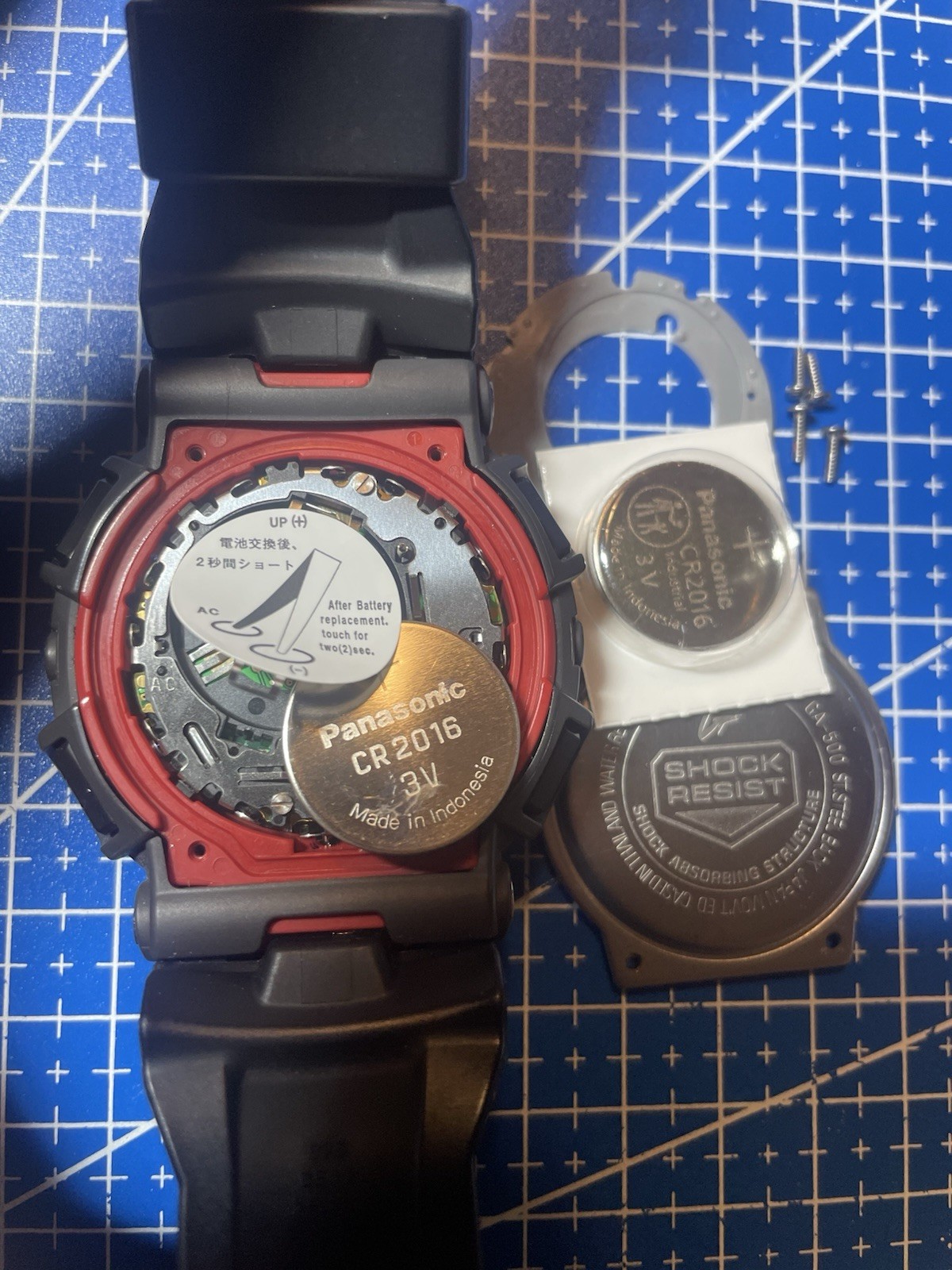 Casio G-Shock GA-500 5478 Black Red New Battery Gasket Greased Serviced Boxed