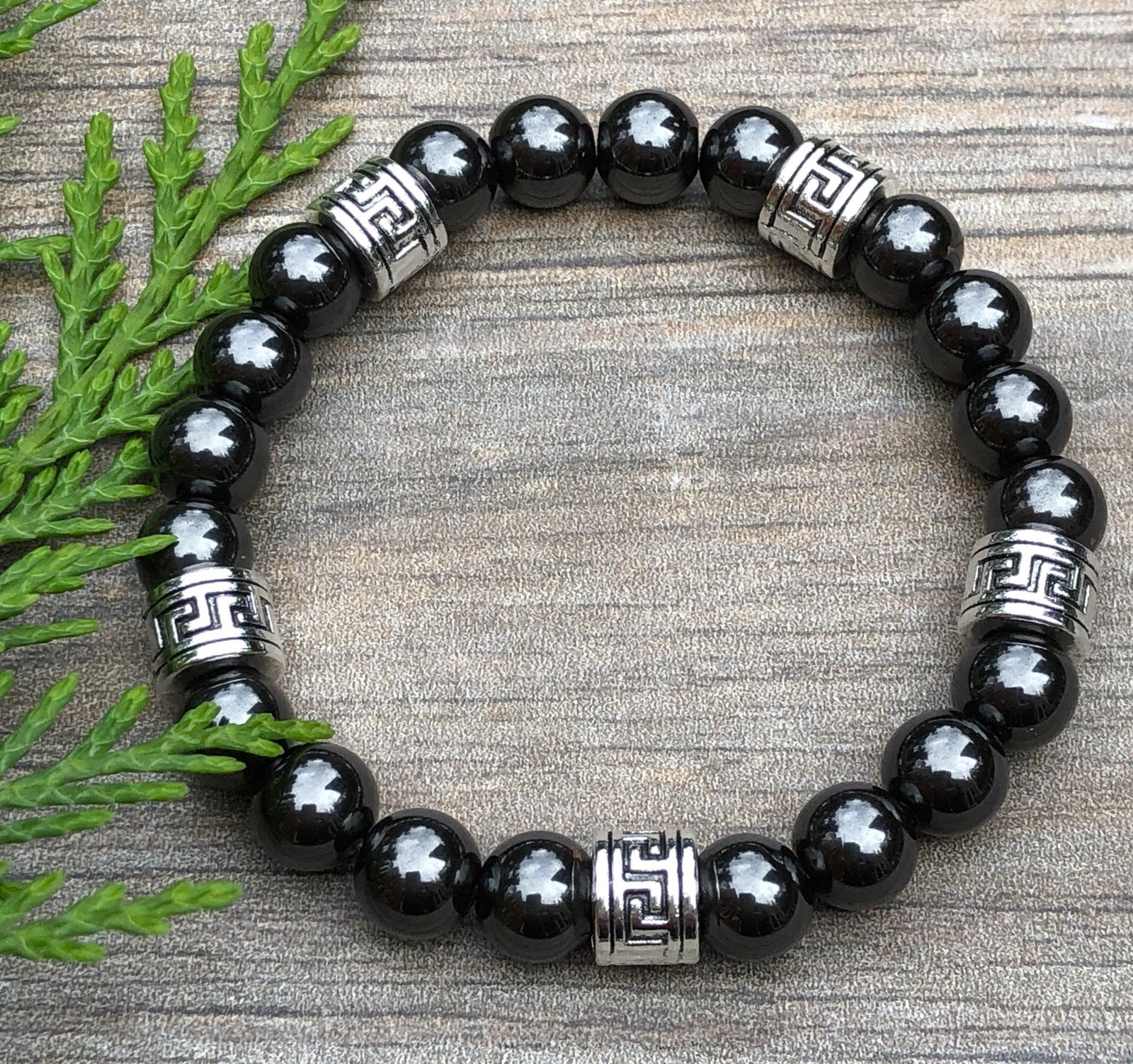 MEN & WOMEN’S UNISEX MAGNETIC HEMATITE THERAPY & GREEK SPACERS BRACELET ALL SIZE