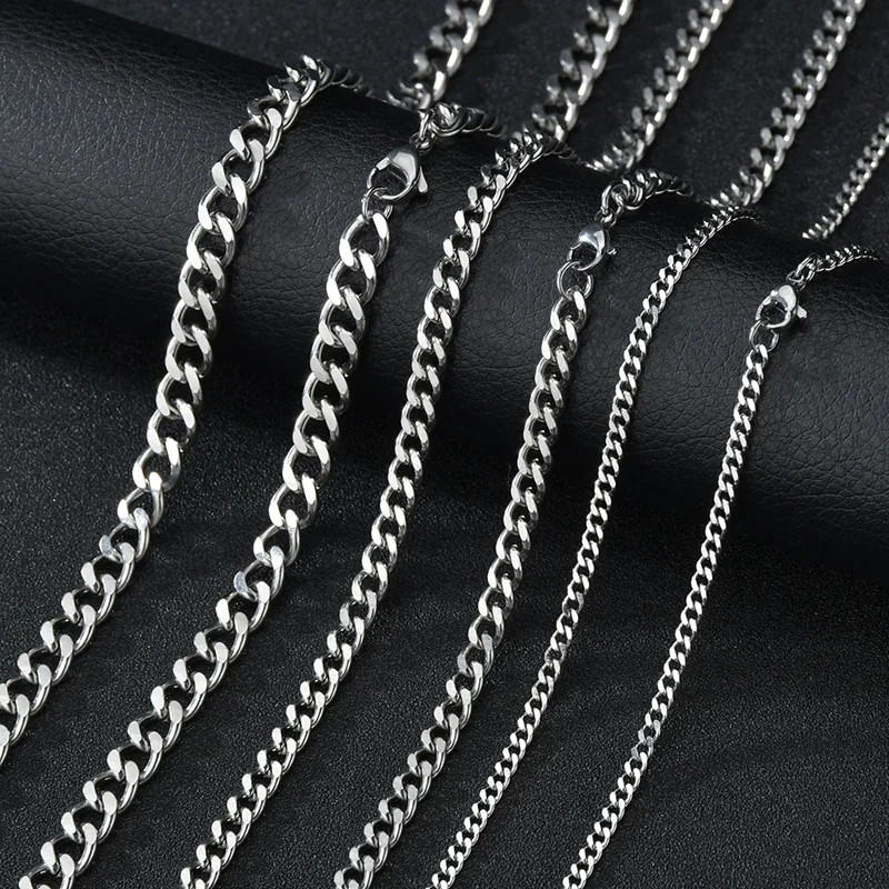 Men Simple Stainless Steel Cuban Chain Necklace Hip Hop Street Jewelry For Women