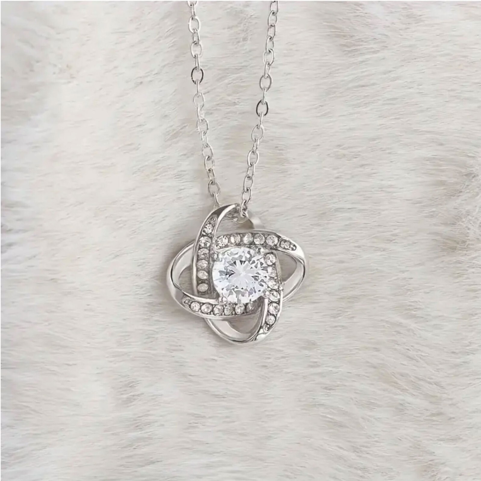 Love Knot Moissanite Elegant Design Fashion Pendant 925 Sterling Silver Necklace