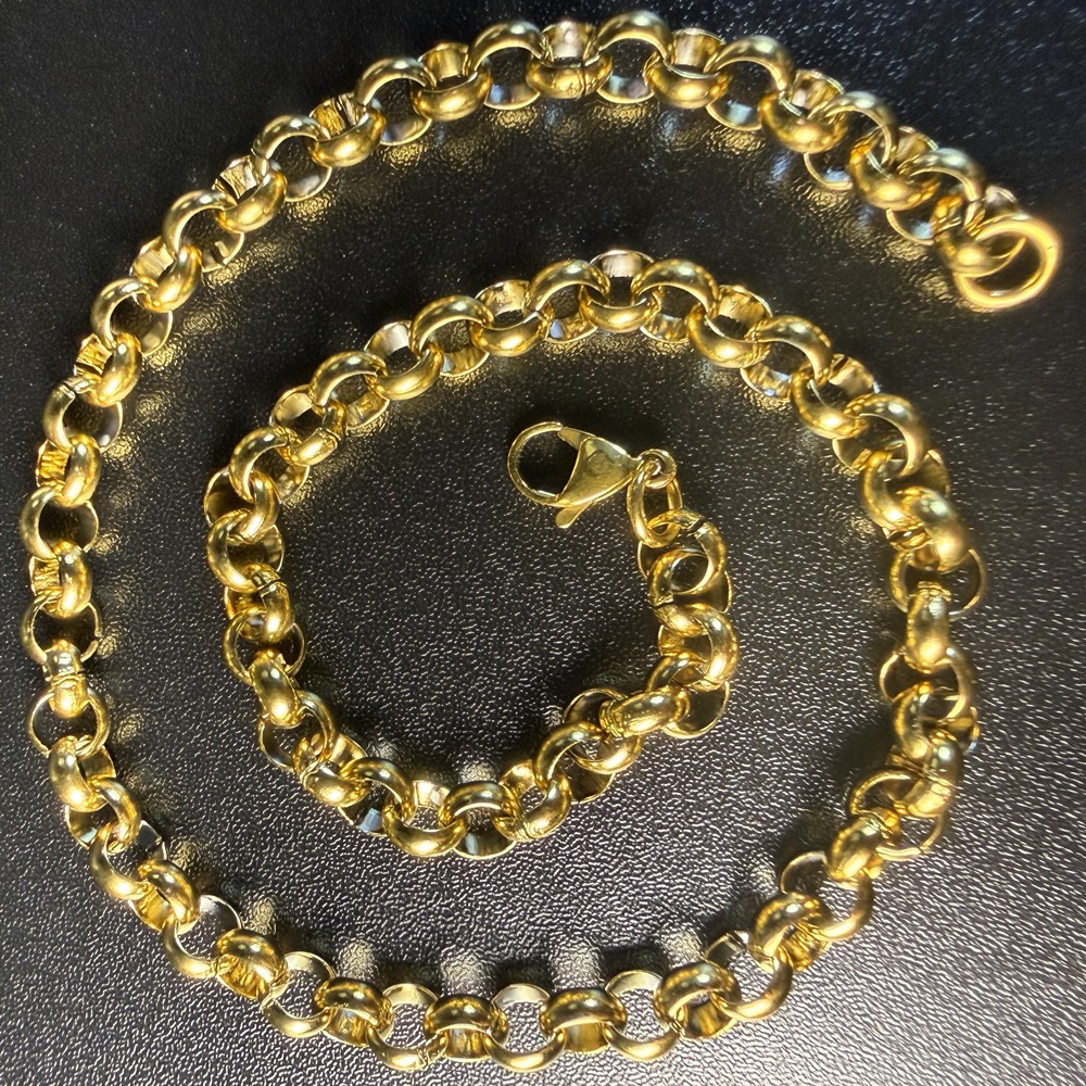 5/6/8mm Men’s Gold Stainless Steel Rolo Oval link Chain Necklace 16inch-40inch