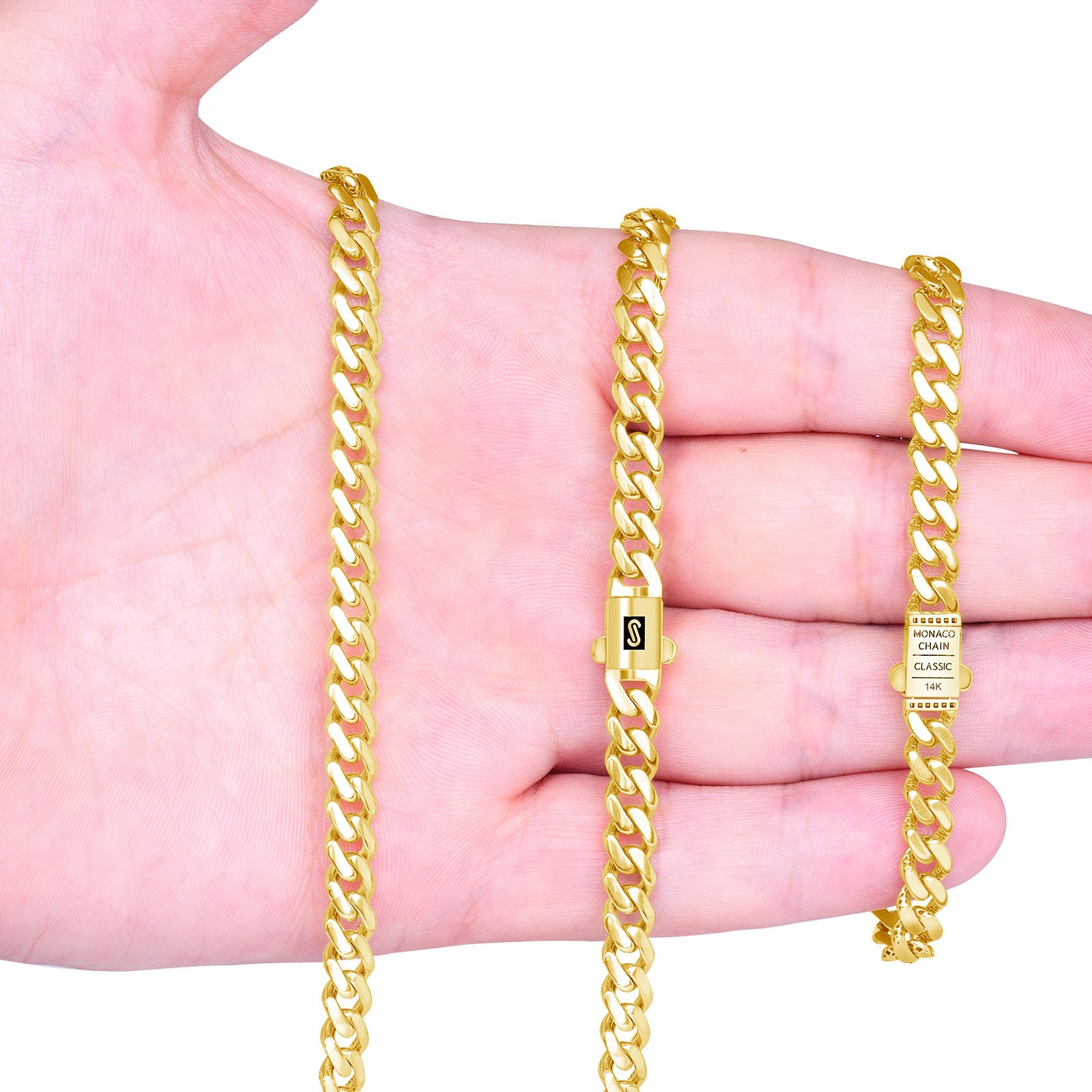 10K Yellow Gold Miami Cuban 5mm Royal Monaco Chain Bracelet 6″ 6.5″ 7″ 8″ 9″