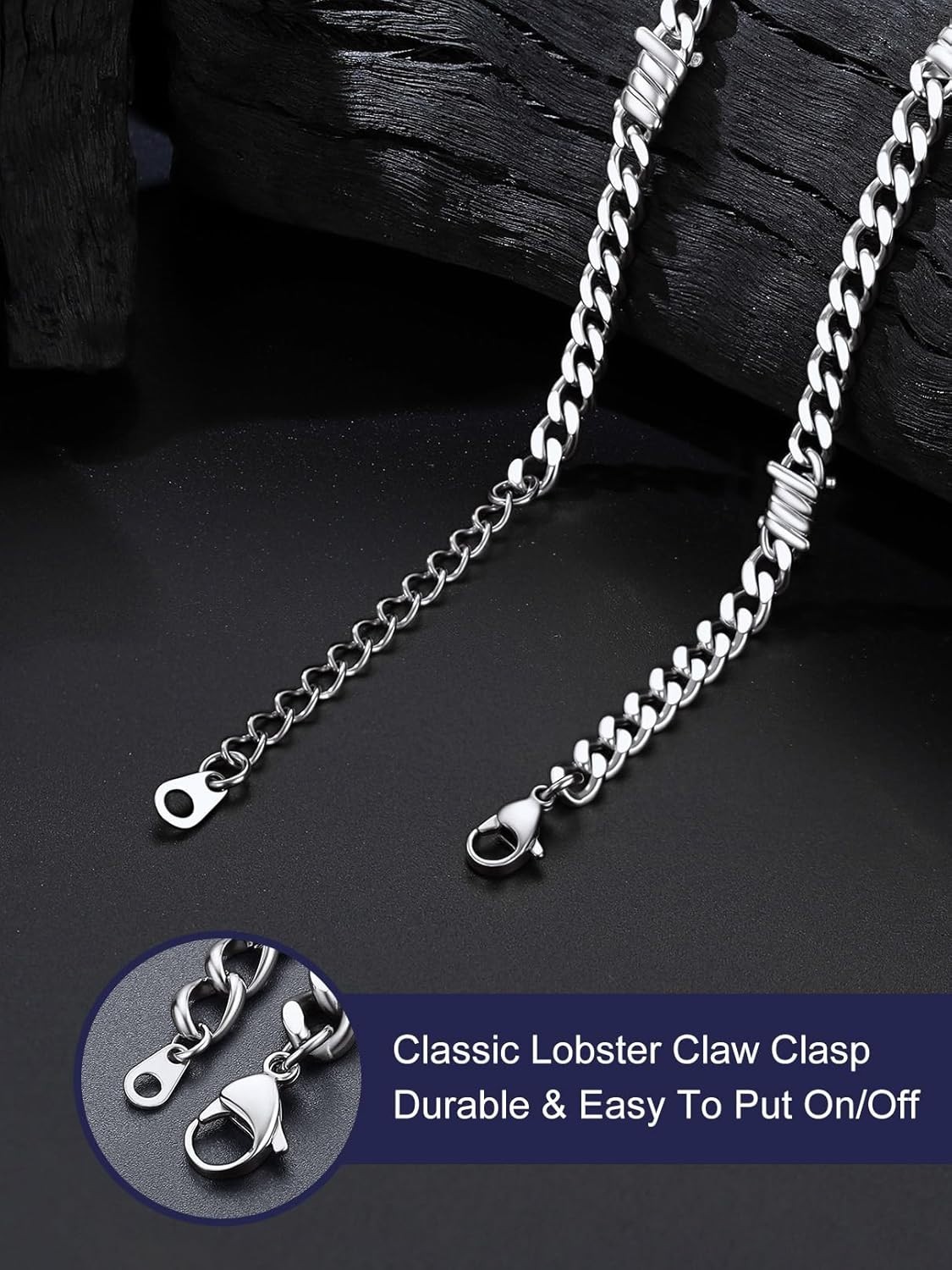 Barbed Wire Cuban Chain Necklace for Men and Women – Punk Style Gift Jewelry