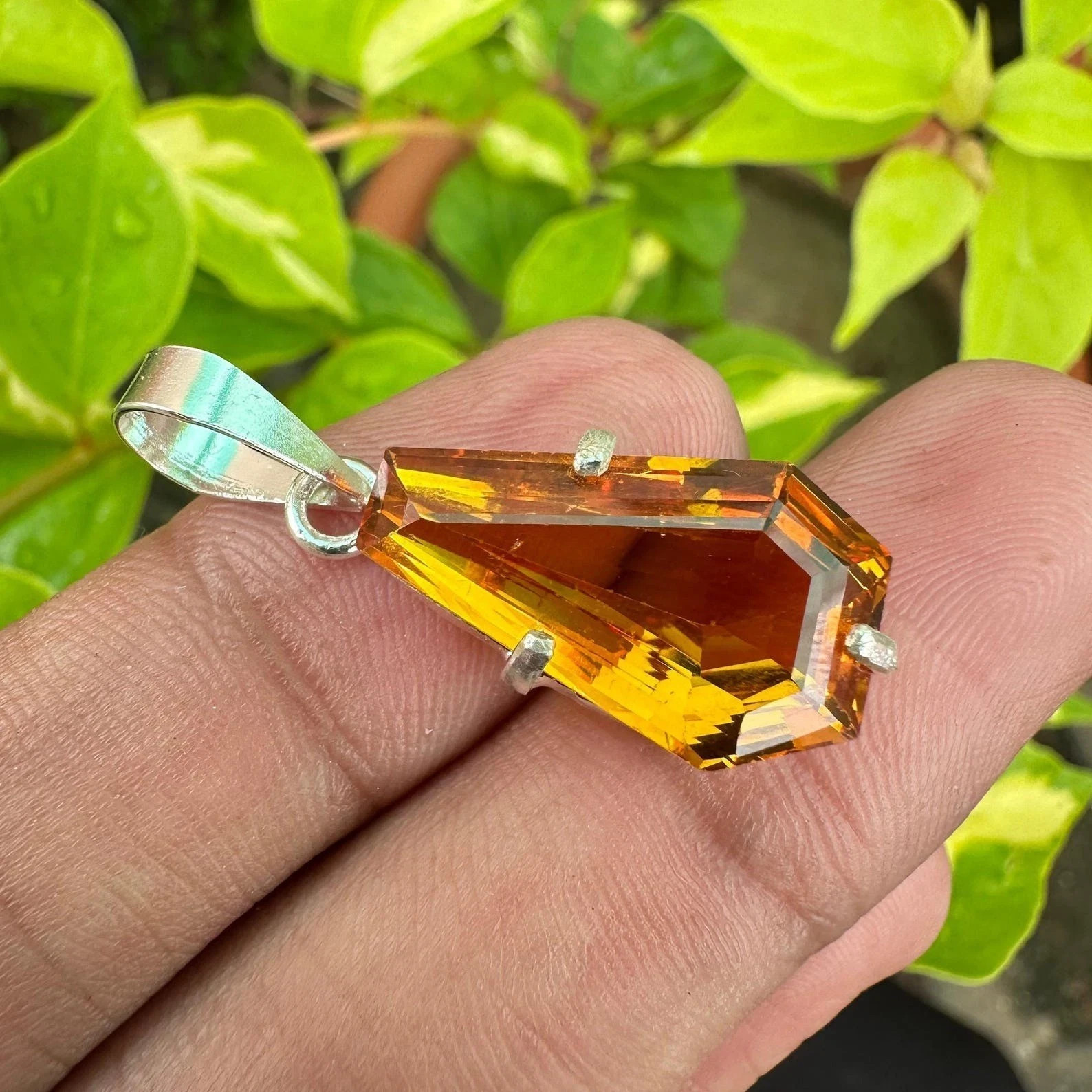 Natural Orange Sapphire 22 Ct Certified Loose Gemstone 925 Solid Silver Pendant