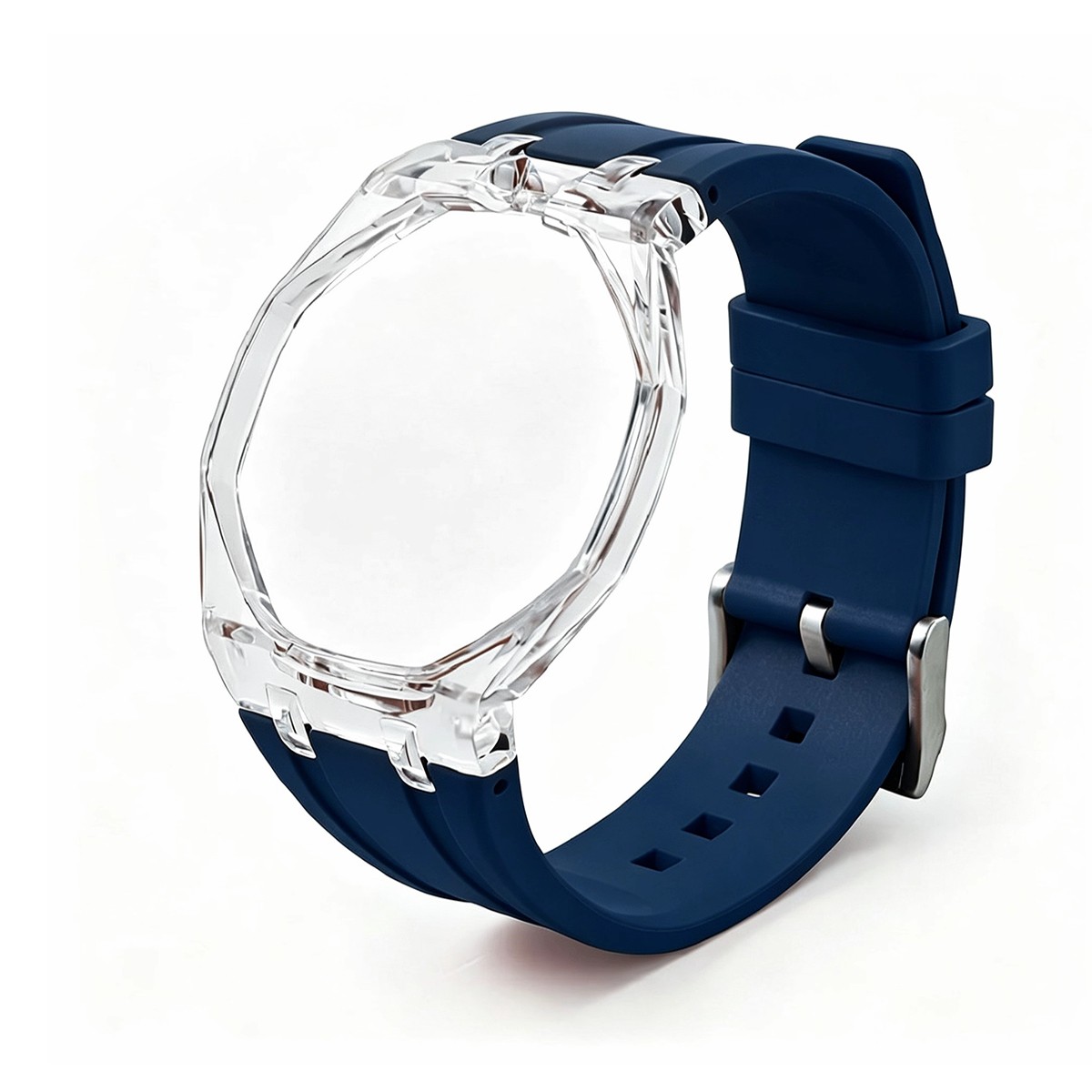 Transparent PC Glacier Case Silicone Wristband Mod Kit For Swatch X AP Royal Pop