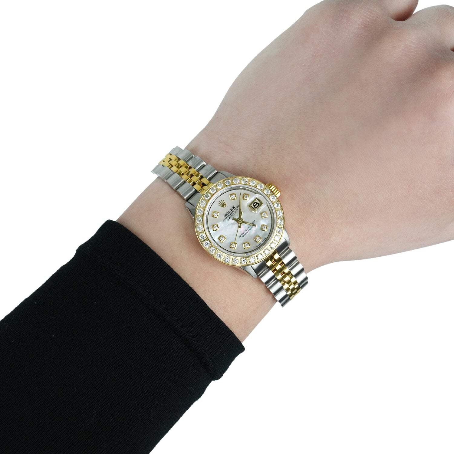 26mm Rolex Datejust 1617 18K Gold Diamond Mother of Pearl Dial Steel Woman’s Wat