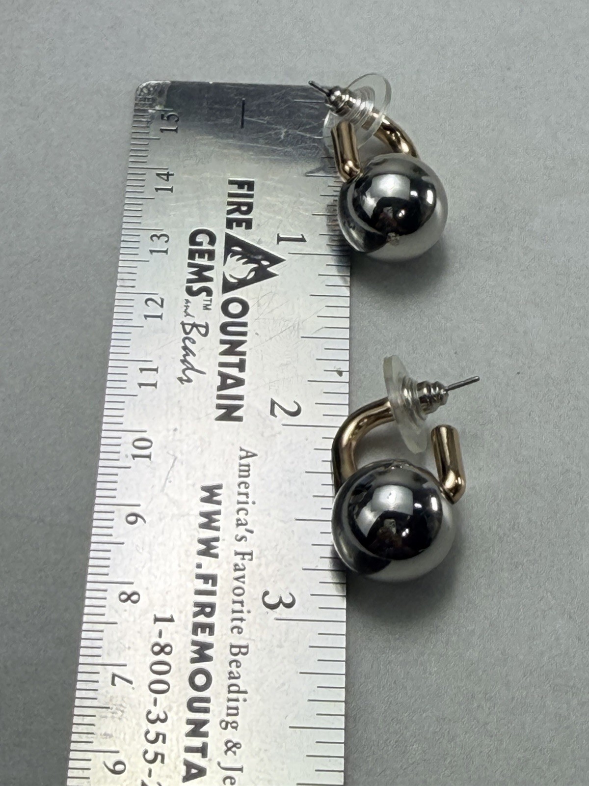 Zara Two Tone Sphere Drop Earrings Gold Silver Modern Minimal NWOT