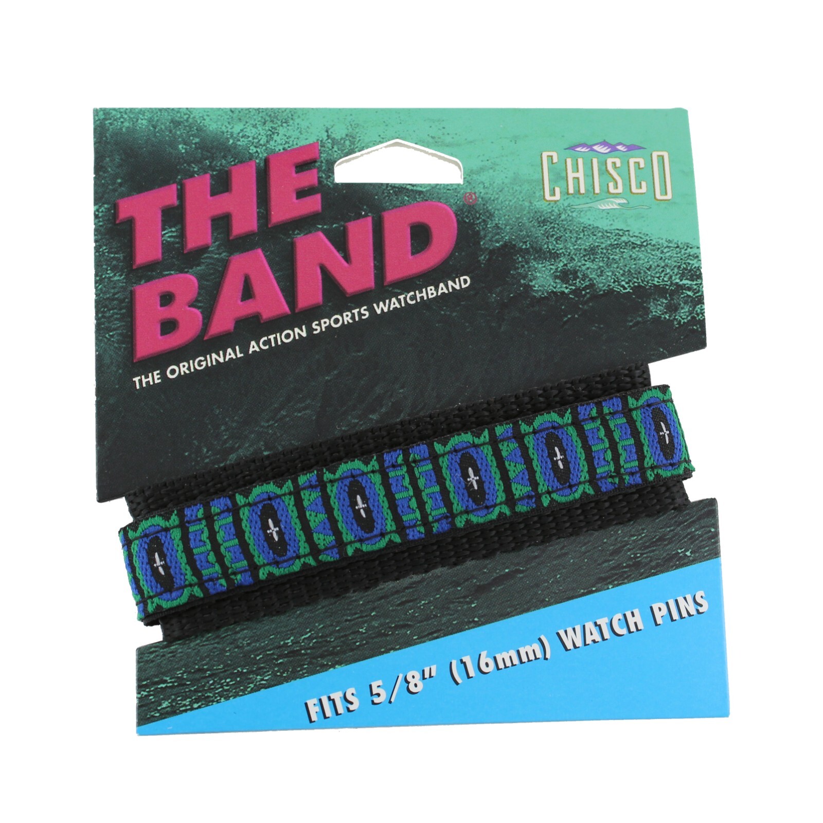 16mm The Band Chisco Stained Glass Blue Green Nylon Sports Wrap Watch Band