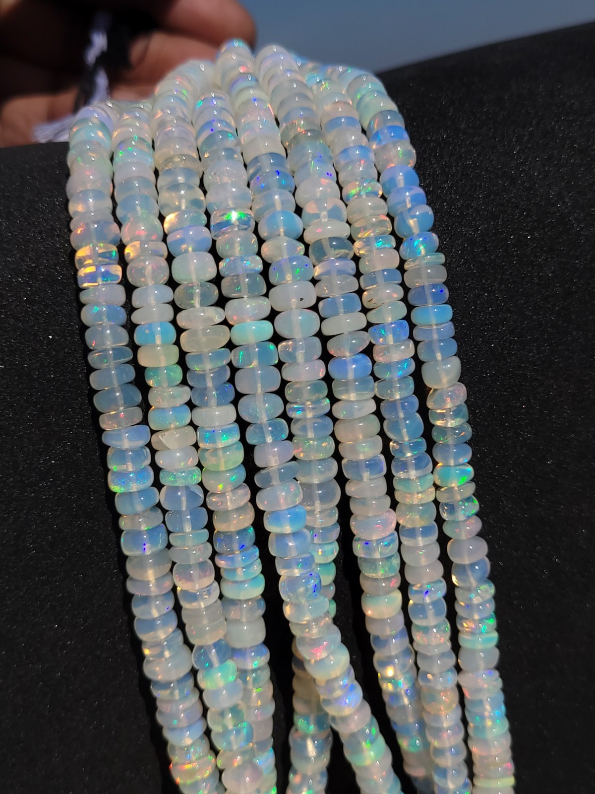 AAA Ethiopian Opal Rondelle Beads 6-7mm 8 Inch Smooth Natural Welo Opal Strand