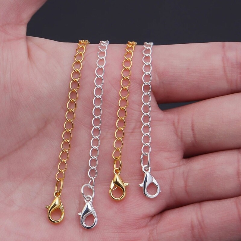 10Pcs/set Necklace Extender Gold Silver Chain Extenders Jewelry Delicate Choker