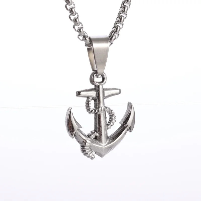 Stainless Steel Pirates of The Caribbean Anchor Sailor Anchor Necklace Pendant M