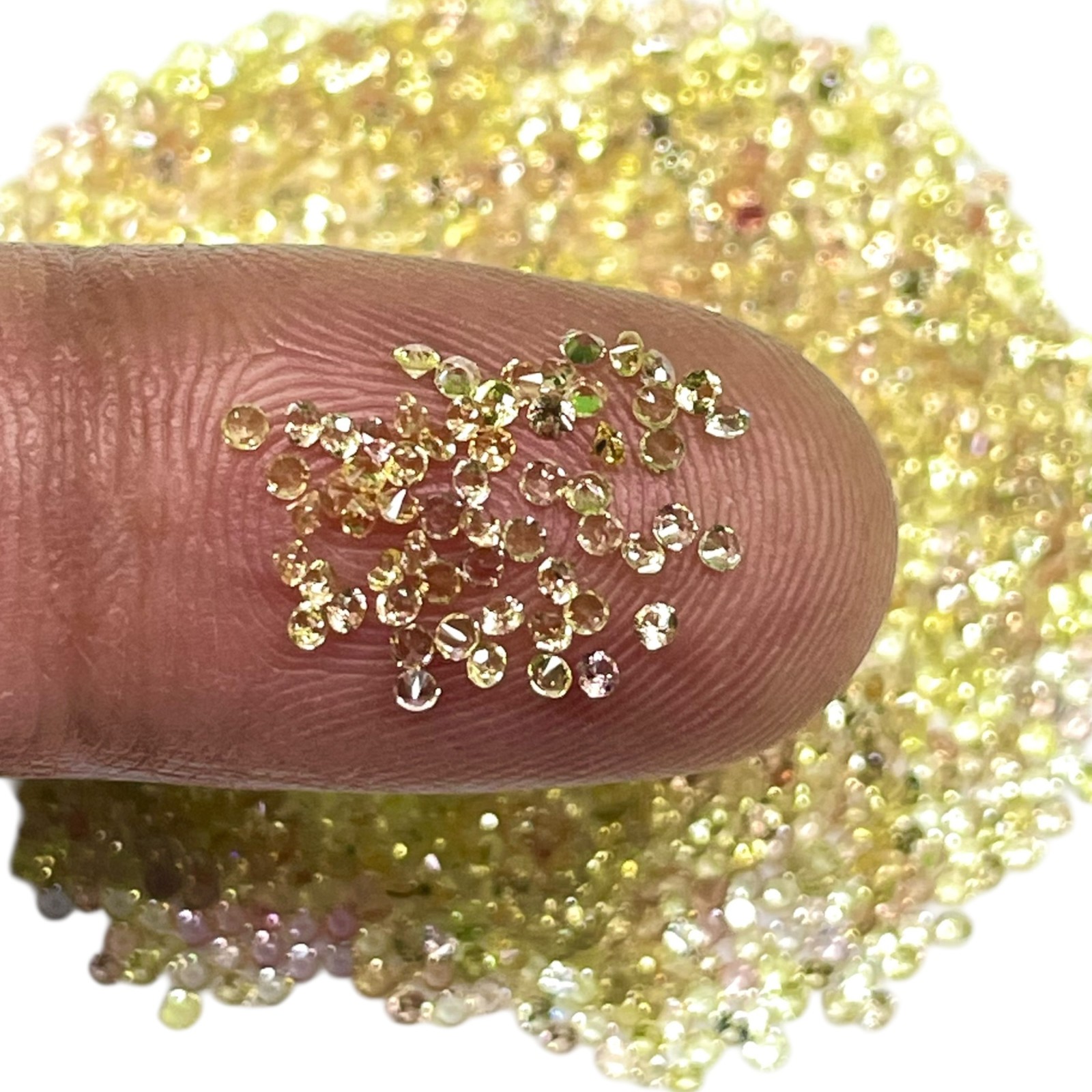 100 Pcs Natural Ceylon Yellow Sapphire 1.3mm Round Diamond Cut Loose Gemstones